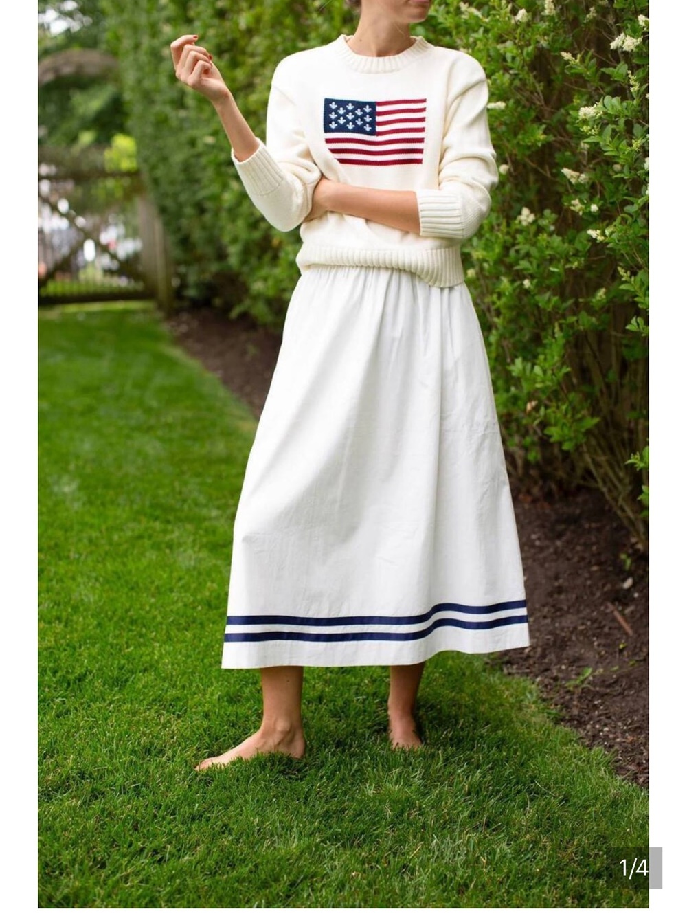 NWT Marea Charlotte Maxi Skirt w/Navy Hem Stripes. Currently $173 on Marea site